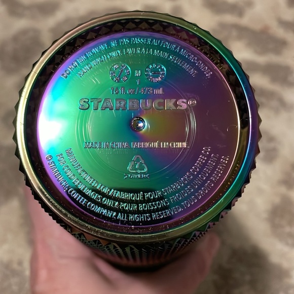 Starbucks Halloween FALL 2023 Black Bling Oil Slick Rainbow Studded Cup 16 oz - Picture 3 of 5